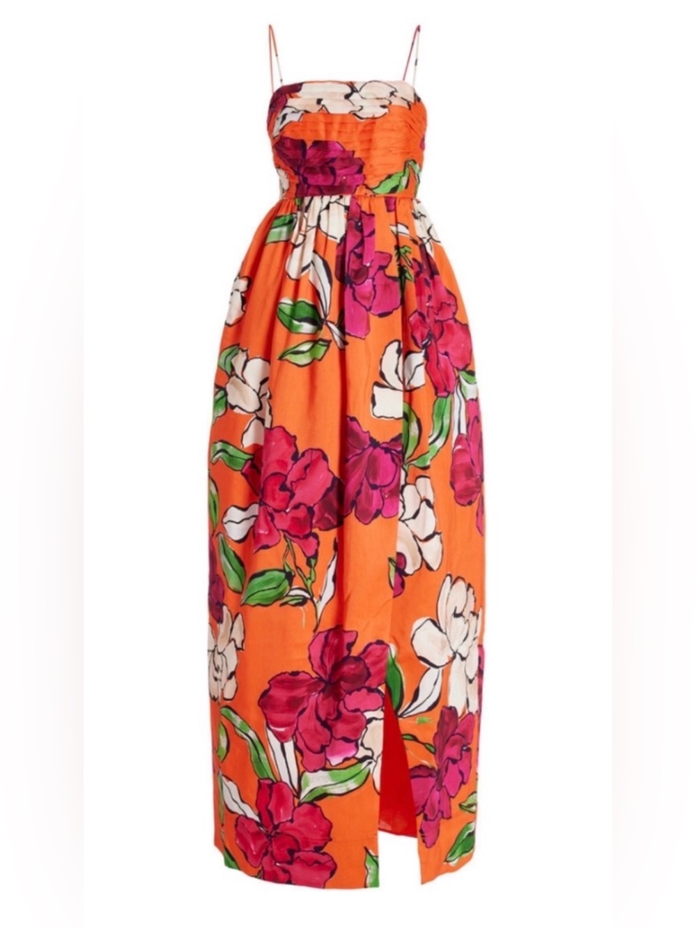 Aje Sculptura Monument Tulip Linen Blend Maxi Dress in Vivid Camel NWT